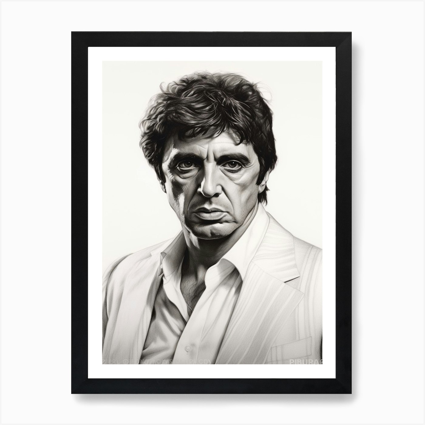 Gangster Art Tony Montana Scarface B&W 4 Art Print