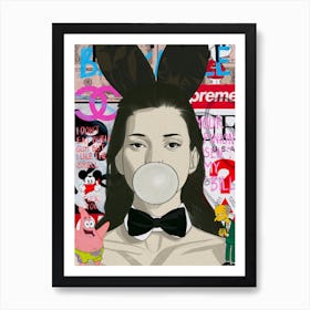 Kate Moss Bubble Gum Art Print