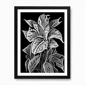 Spiderwort Leaf Linocut Art Print