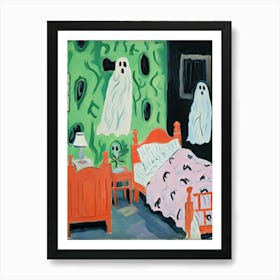 Green Bedroom With Two Ghosts, Matisse Style Art Print