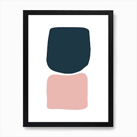 Abstract Hobbled Stones Pink And Navy Two Art Print