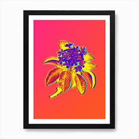 Neon Shipova Botanical in Hot Pink and Electric Blue n.0248 Art Print