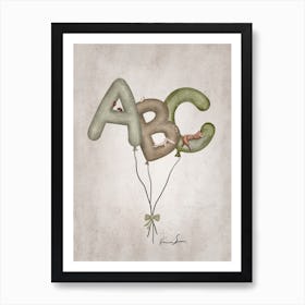 Abc Alphabet Balloons With Animals Art Print