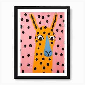 Pink Polka Dot Llama 2 Art Print