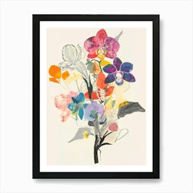 Orchid 1 Collage Flower Bouquet Art Print