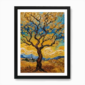 A Painting With A Tree And A Sky Art Print