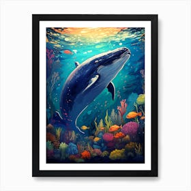 Whale Swimming In The Sea Art Print