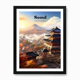 Seoul South Korea Gyeongbokgung Palace Travel Art Illustration Art Print