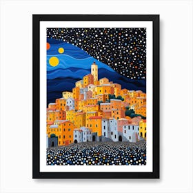 Cinque Terre, Italy, Illustration In The Style Of Pop Art 4 Art Print