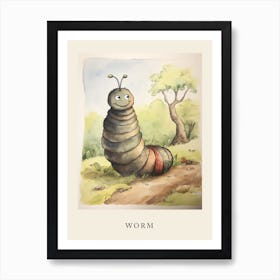 Beatrix Potter Inspired  Animal Watercolour Worm 1 Art Print