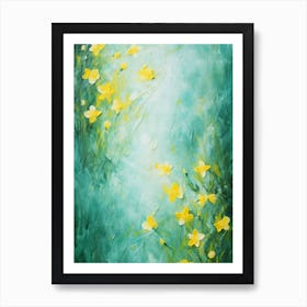 Daffodils Twist Stems Pointed Leaves Yellow Strokes Green 5 Art Print