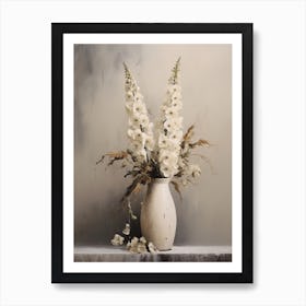 Foxglove, Autumn Fall Flowers Sitting In A White Vase, Farmhouse Style 1 Art Print