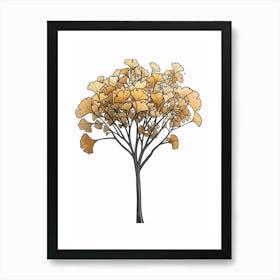 Ginkgo Tree Pixel Illustration 1 Art Print