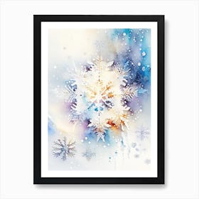 Irregular Snowflakes, Snowflakes, Storybook Watercolours 1 Art Print