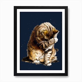 Small Fry The Cat On Midnight Blue Art Print