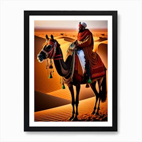 Camel Rider In The Desert Art Print