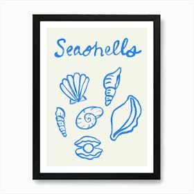Seashell Doodles, Seashell Line Art, Minimalism Seashell Design 4 Art Print