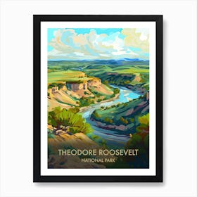 Theodore Rooselvelt National Park Travel Poster Illustration Style 3 Art Print