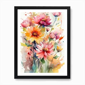 Watercolor Flowers Art Print