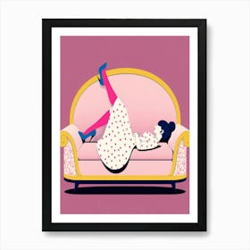 Woman Laying On A Couch 1 Art Print