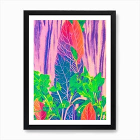 Arugula Risograph Retro Poster vegetable Art Print