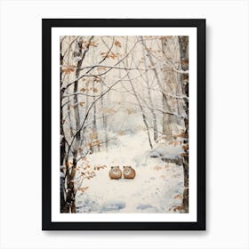 Winter Watercolour Hedgehog Art Print