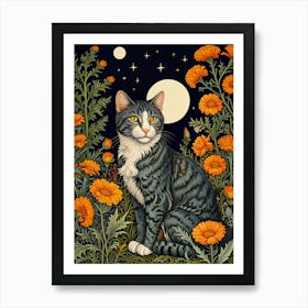 William Morris Cat In The Meadow 1 Art Print