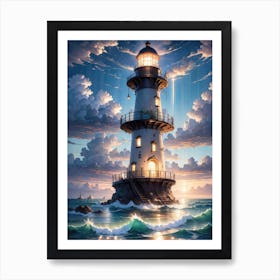 A Lighthouse In The Middle Of The Ocean 74 Art Print