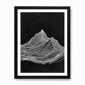 Beinn An Dothaidh Mountain Line Drawing 3 Art Print