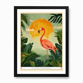 Greater Flamingo Rio Lagartos Yucatan Mexico Tropical Illustration 3 Poster Art Print