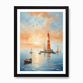 Lighthouse At Sunset Art Print