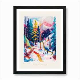 Colourful Dinosaur In A Snowy Landscape 2 Poster Art Print