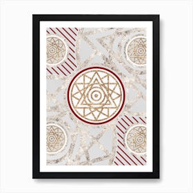 Geometric Glyph Abstract in Festive Gold Silver and Red n.0002 Art Print
