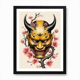 Floral Irezumi The Traditional Japanese Tattoo Hannya Mask (44) Art Print