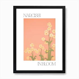 Narcissi In Bloom Flowers Bold Illustration 3 Art Print