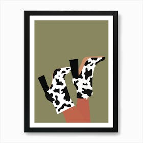 Cow Print boots Fashion wall art Art Print