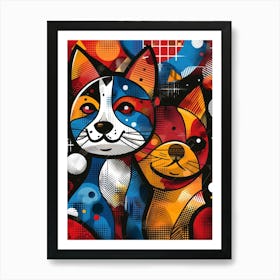 Cats In Space, Vibrant, Bold Colors, Pop Art Art Print