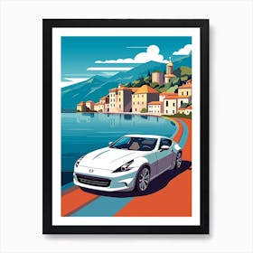 A Nissan Z Car In The Lake Como Italy Illustration 1 Art Print
