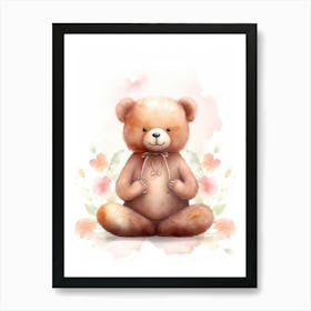 Yoga Teddy Bear Painting Watercolour 4 Art Print