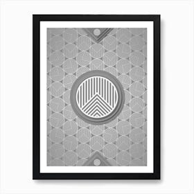 Geometric Glyph Sigil with Hex Array Pattern in Gray n.0164 Art Print