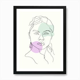 Portrait Of A Woman Hand Drawing Line Art 5 Art Print