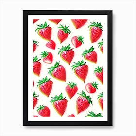 Strawberry Repeat Pattern, Fruit, Soft Colours Art Print