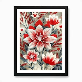 Red And White Flowers 6 Art Print