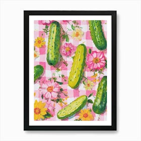 Pickles And Flowers Colorful Wall Art Maximalist Decor Kitchen Print 1 Art Print