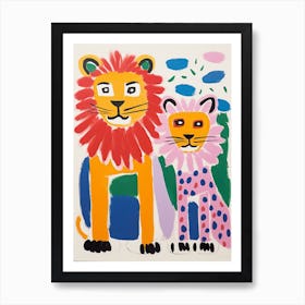 Colourful Kids Animal Art Lion 8 Art Print