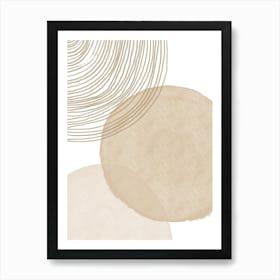 Beige Circles Line Art Art Print