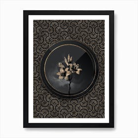 Shadowy Vintage Madonna Lily Botanical in Black and Gold Art Print