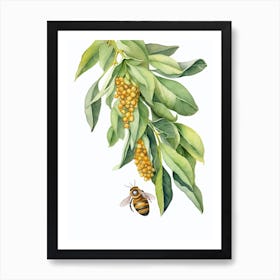 Beehive With Laurel Watercolour Illustration 1 Art Print