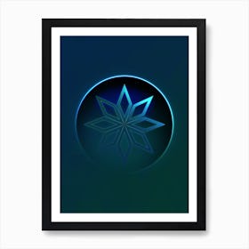 Geometric Neon Glyph on Jewel Tone Triangle Pattern 284 Art Print