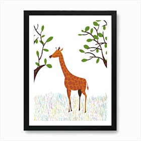 Giraffe In The Grass Art Print